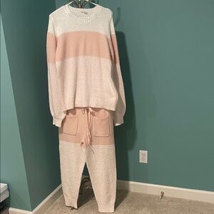 NWOT! Hem & Thread Pink & White Lounge Set
